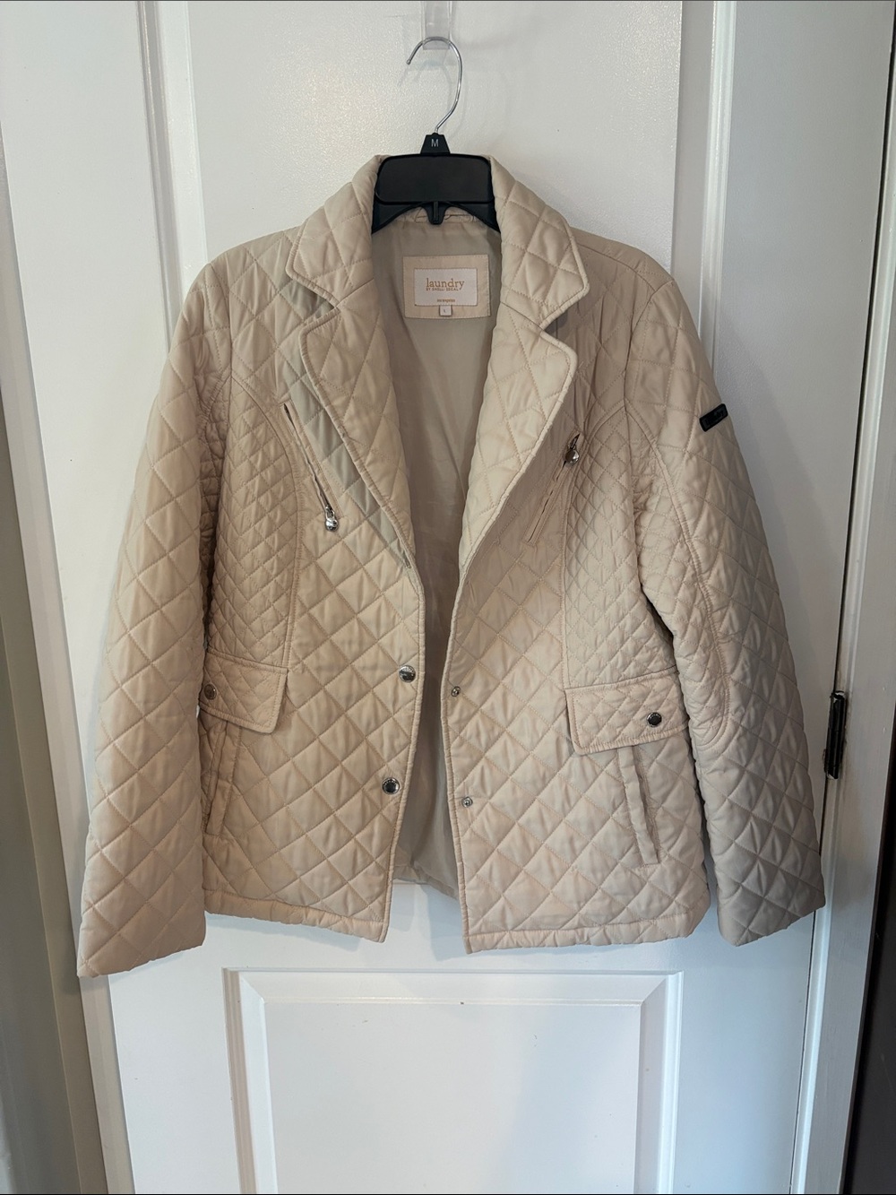 Classic Laundry by Shelli Segal Diamond-Quilted Cream Jacket - Timeless!, EUC, L
